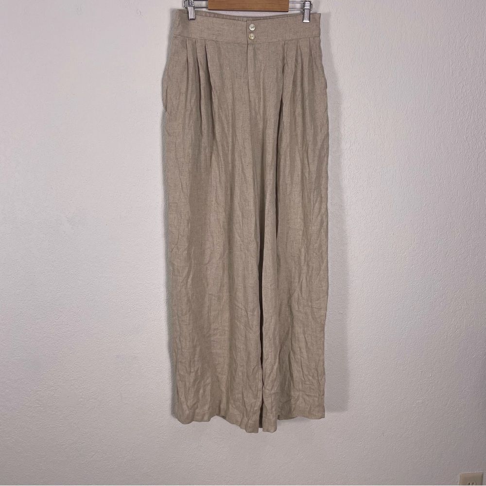 Pampelone Cream Linen Blend Wide Leg Pants Size Medium